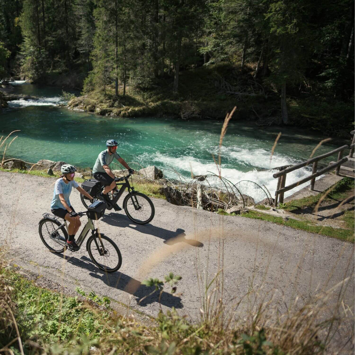 cycling on electric bikes from Scooteretti on trails around the Victoria area