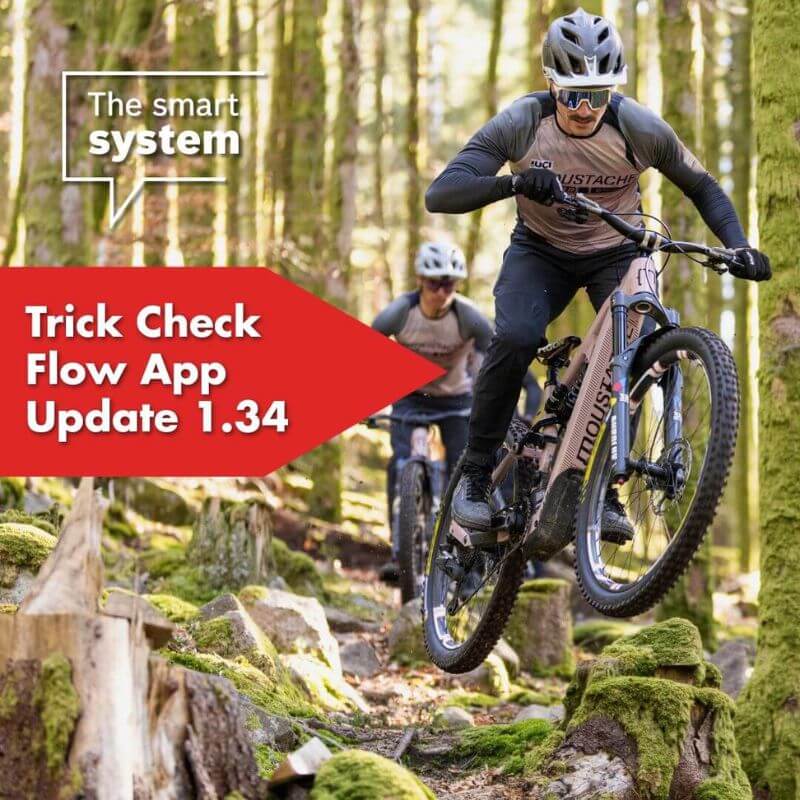 Bosch Smart System eBike riders descending a mountain trail in Canada showcasing Trick Check performance tracking