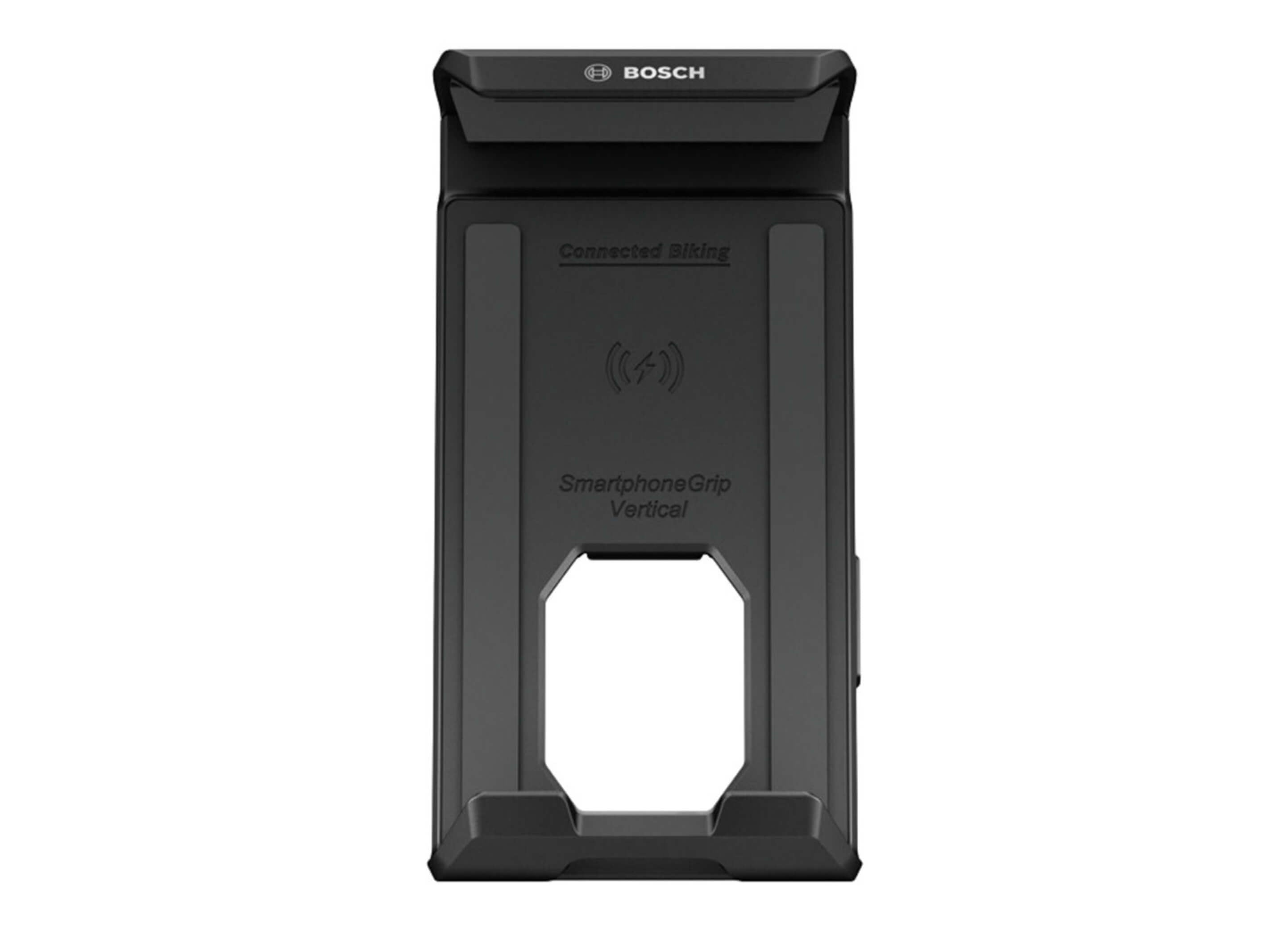 Bosch SmartphoneGrip Vertical eBike handlebar mount with wireless charging in portrait mode