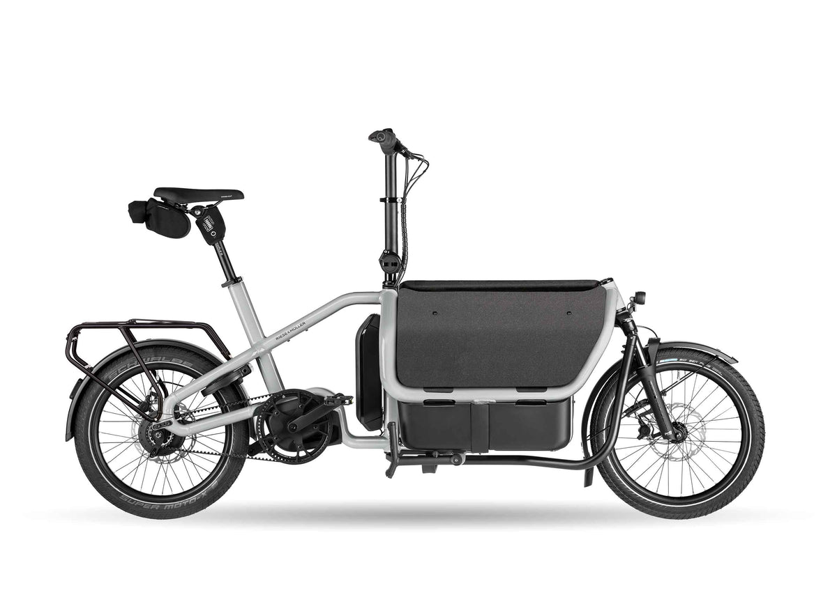 Riese & Müller Carrie2 Vario front-box cargo bike in Shadow with Bosch Performance Line PX motor, studio photo